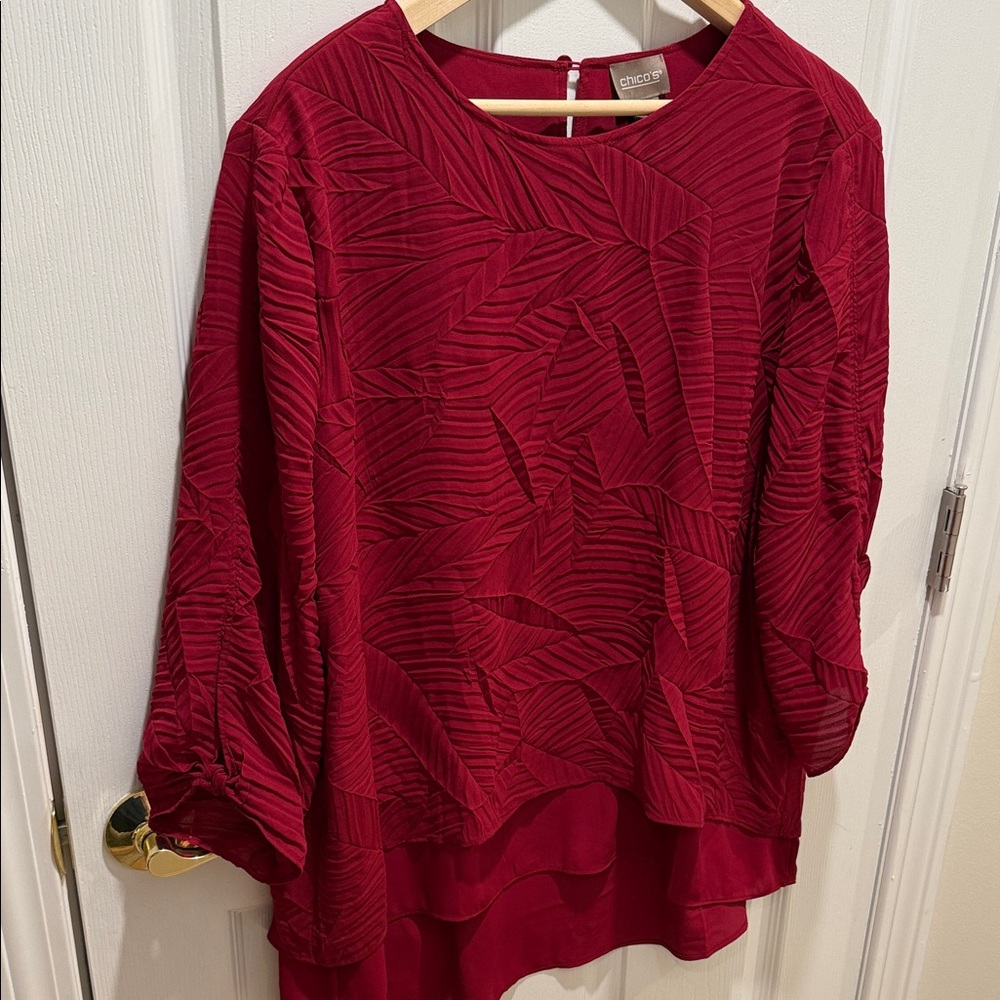 Chico's Rich Red Pattern Blouse